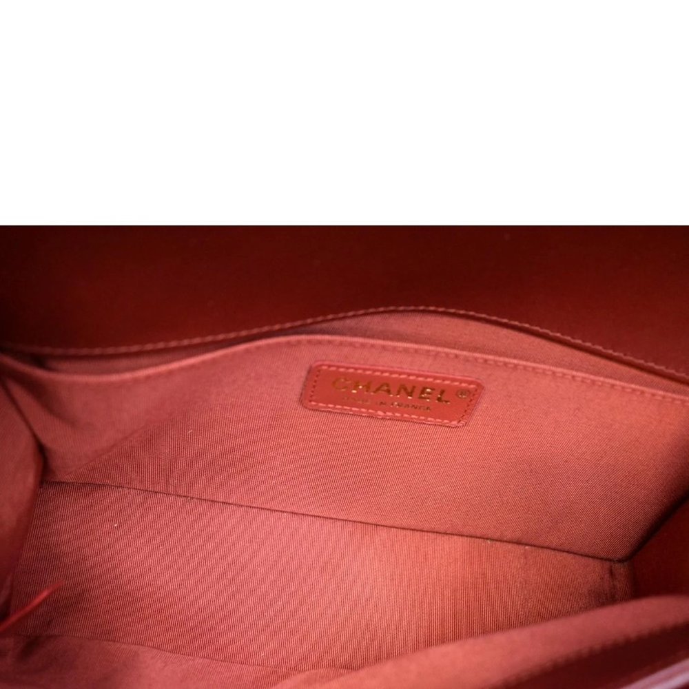CHANEL Medium Boy Flap Calf Leather Shoulder Bag Red - Picture 14 of 14